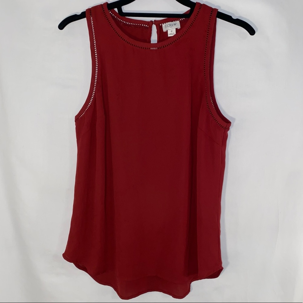 J. Crew Burgundy Sheer Sleeveless Blouse size 2